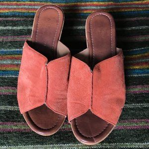 Coral Suede Wedges